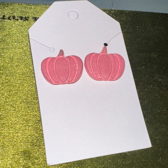 Pink Pumpkin Stud Earrings - Picture 1 of 1